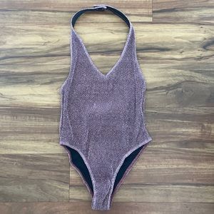 Out from Under halter top tinsel sparkle body suit size small